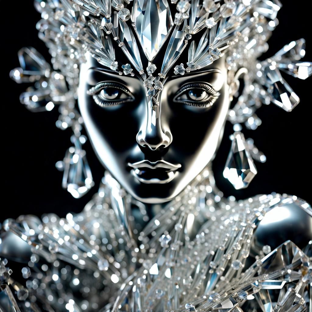 Intricate Crystal Woman Transparent Art