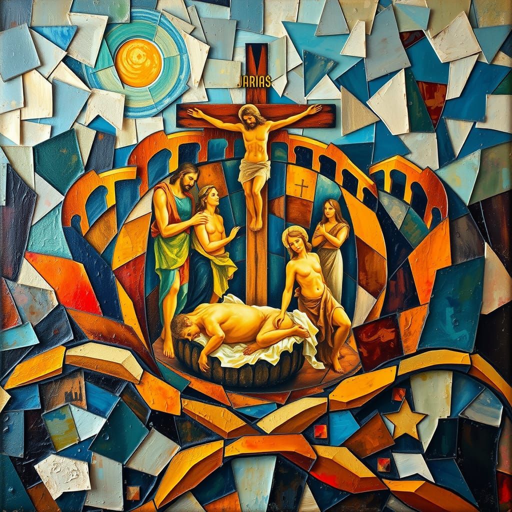 Jesus Resurrection: Neo-Impressionist Expressionist Oil Pain...