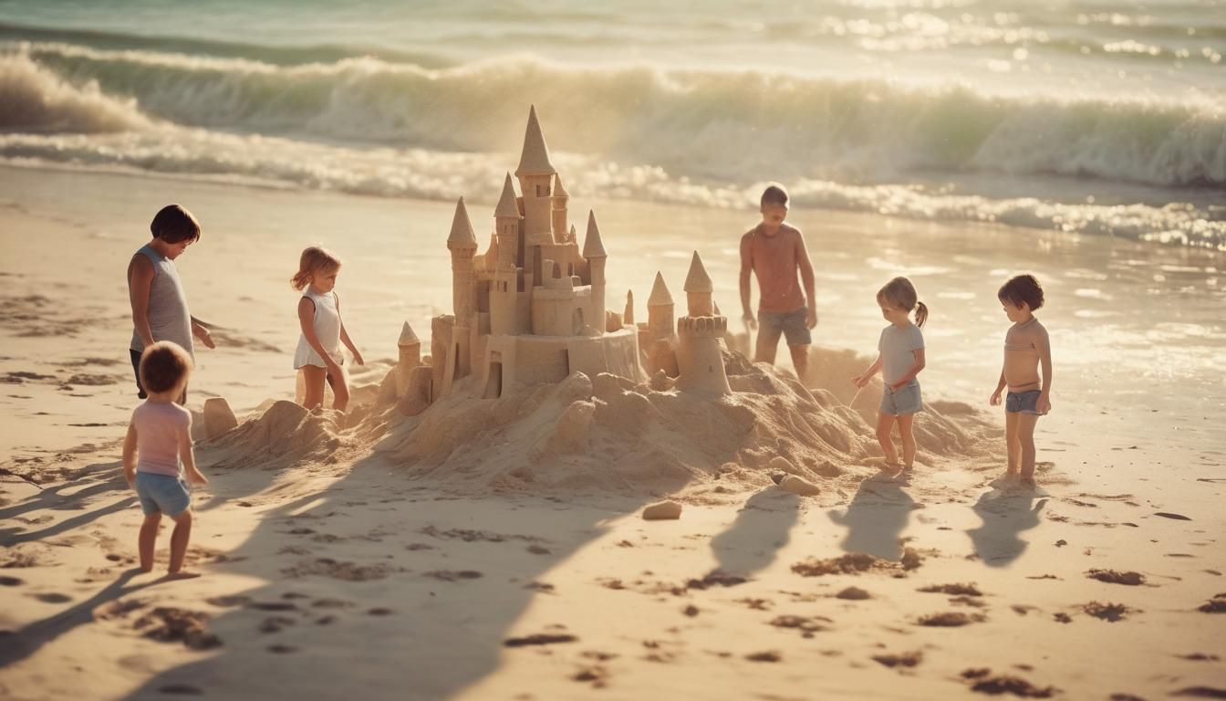 A Dreamy Summer Scene: Happy Family in Soft Focus on British...