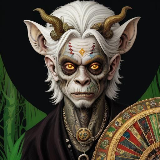 Surreal Tattooed Albino Contortionist: A Fantasy Painting