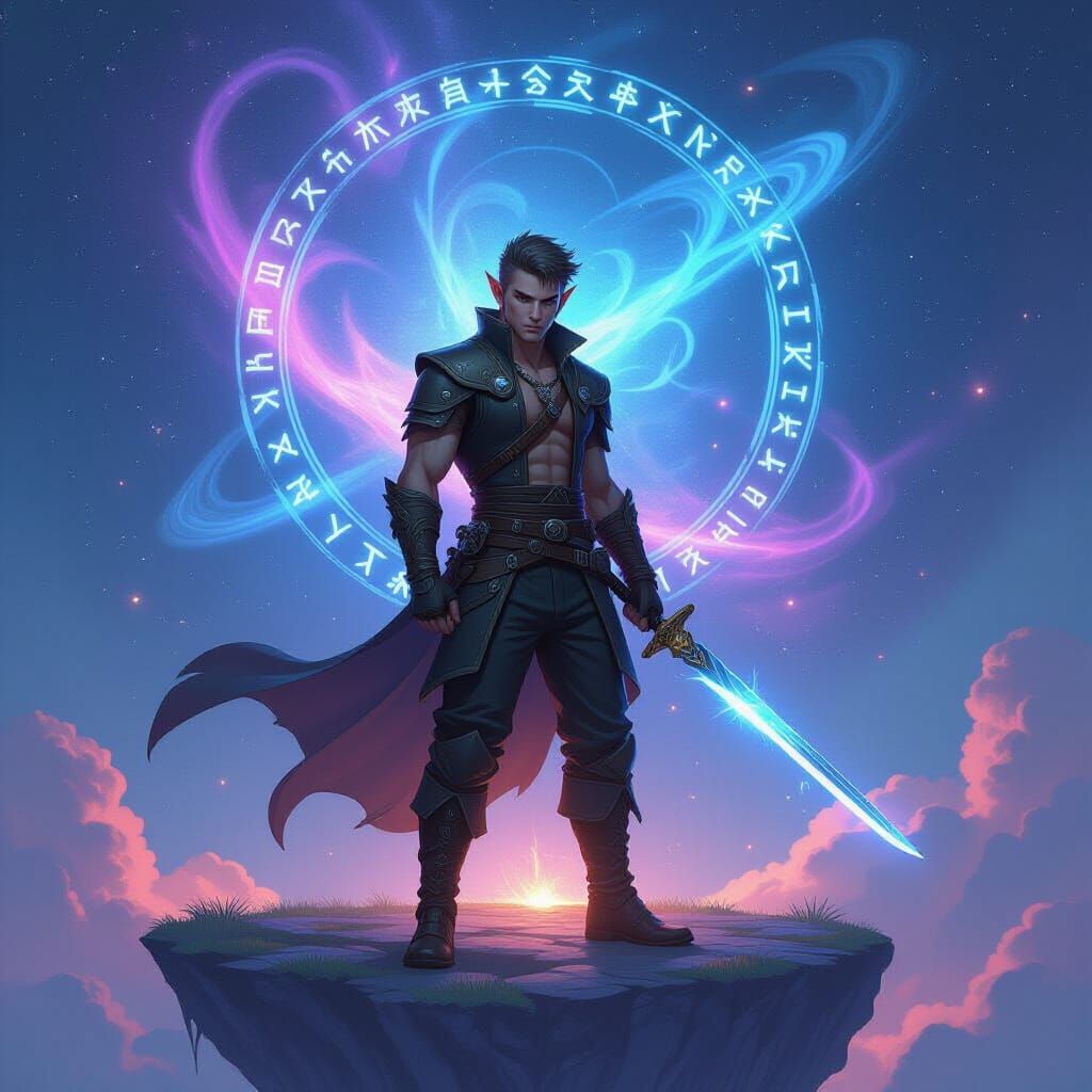 Celestial Elf Warrior on Floating Island