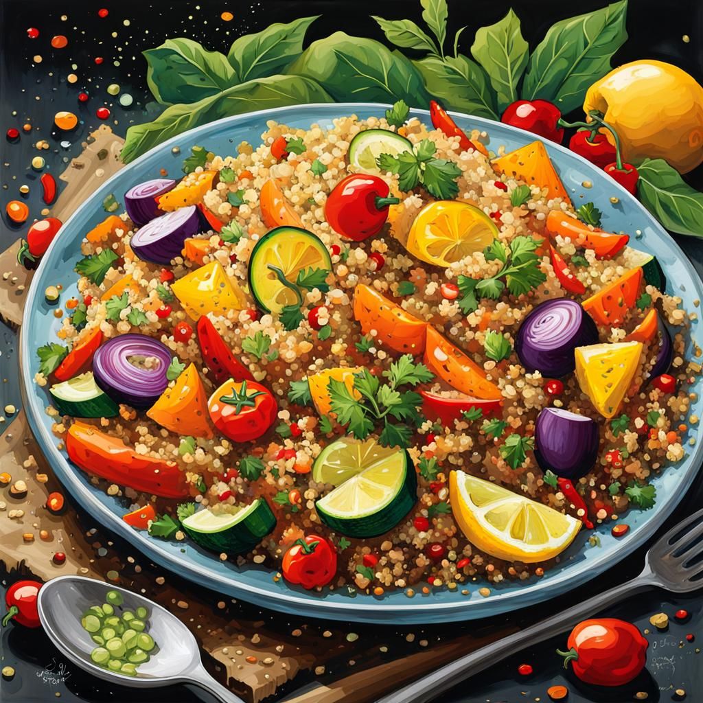 Colorful Quinoa Salad in Graffiti Art Style