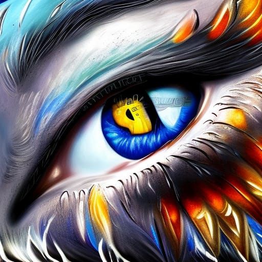 Silver Eyes with Osprey Wings in Splash Art Style