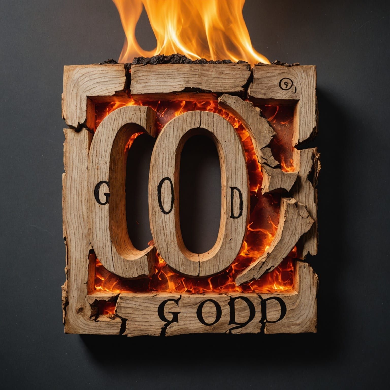 Weathered Sign with Fire Resin Inscription