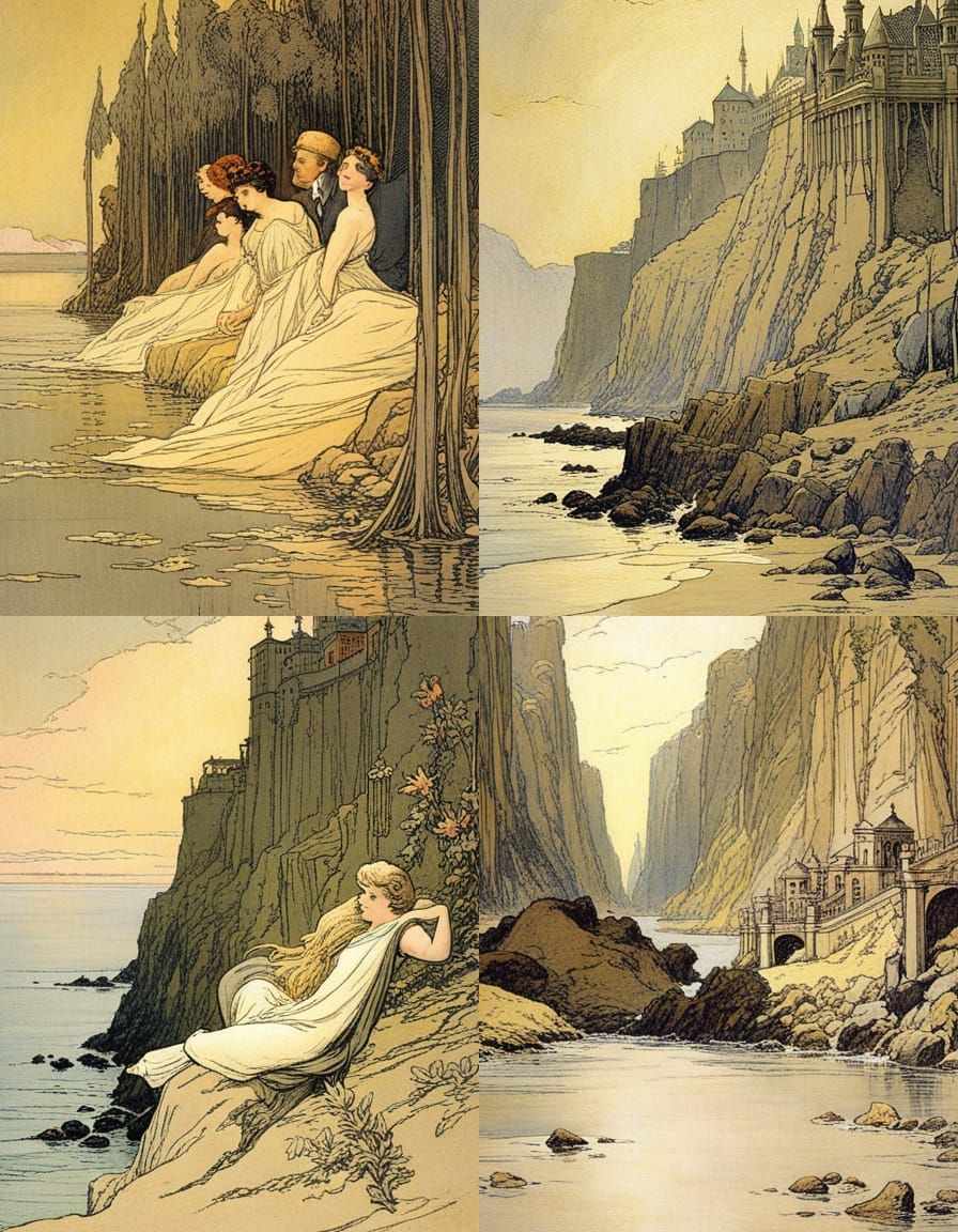 Detailed Pen and Ink Drawing of Old Building