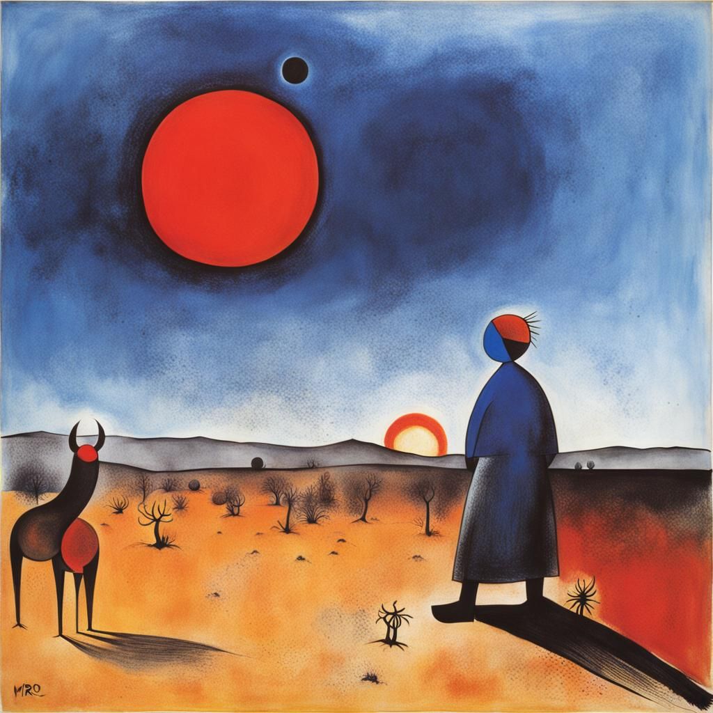 Abstract Desert Landscape in Miro Style