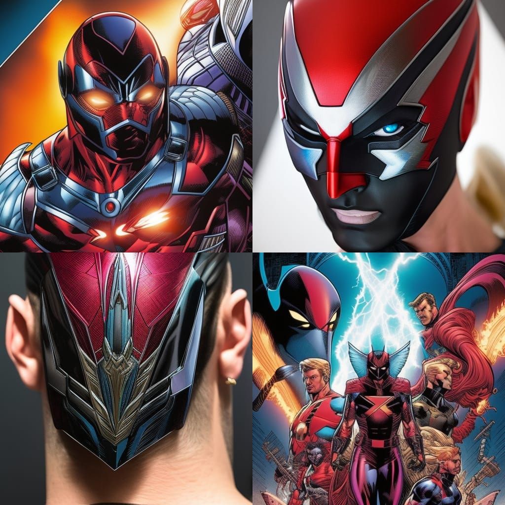 Hyper Detailed Superhero Headpiece in Comic Book Style