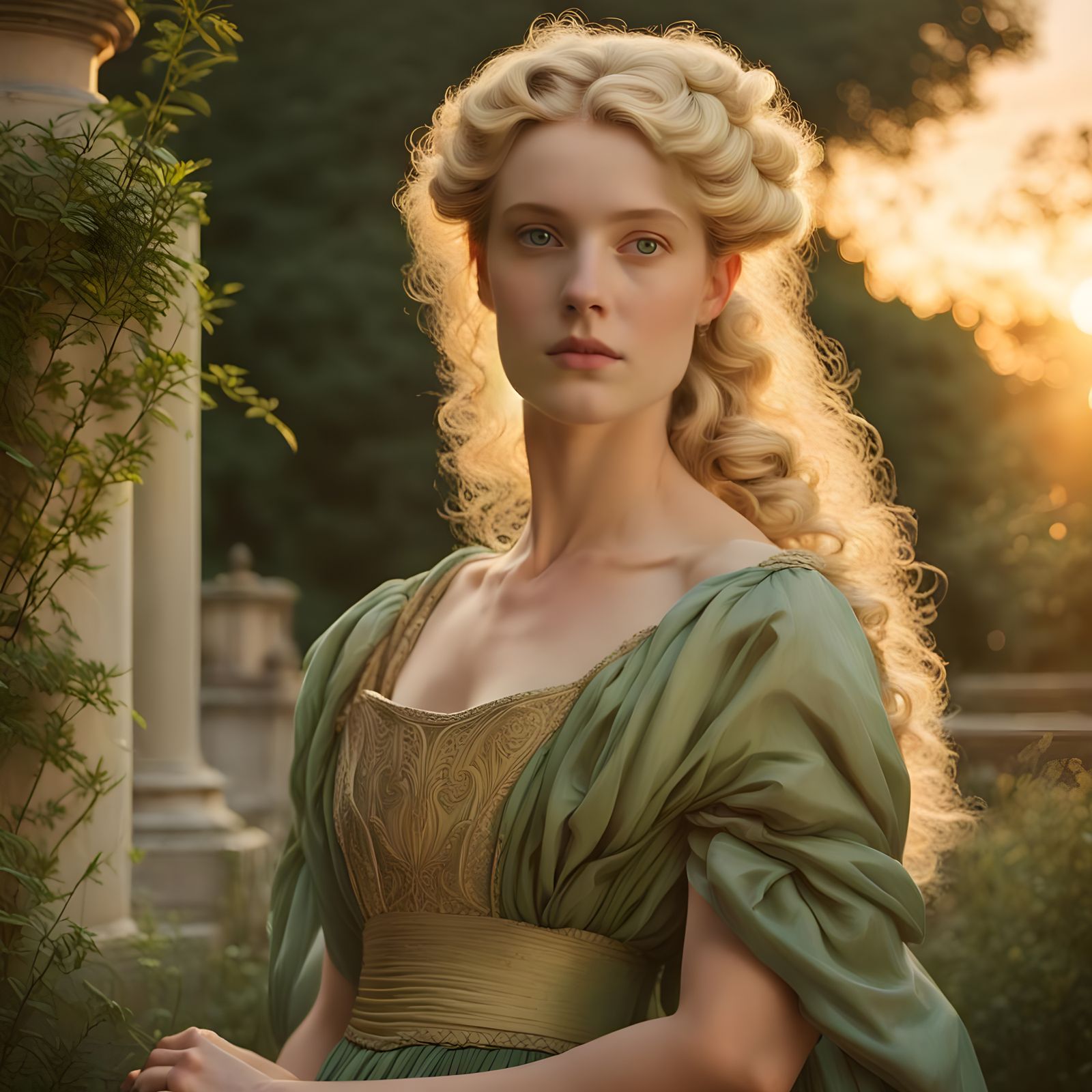 Emma Woodhouse in Garden as Neoclassical Painting