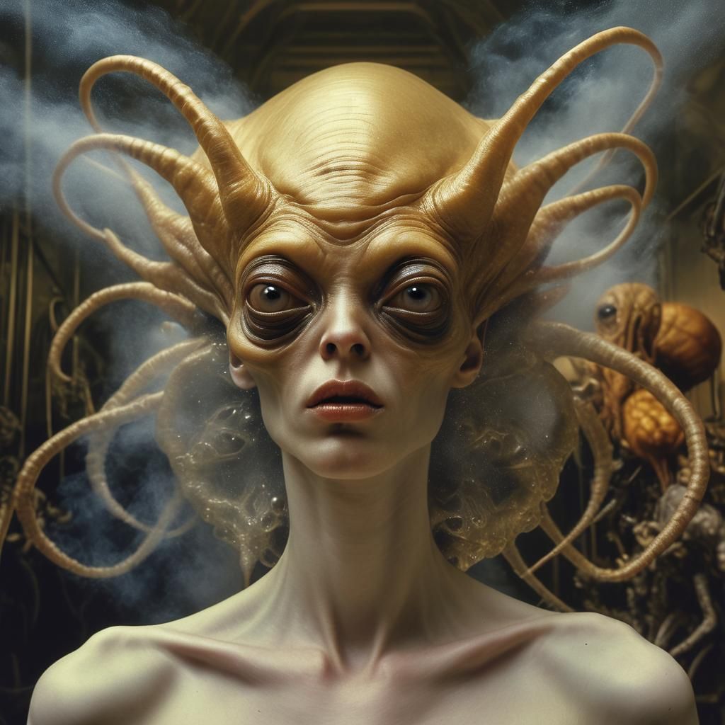 Exotic Portraits of People and Aliens in Laboratory