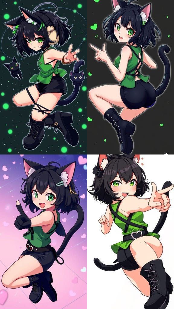 Cat Girl in Zero-Gravity Pose with Dynamic Movement