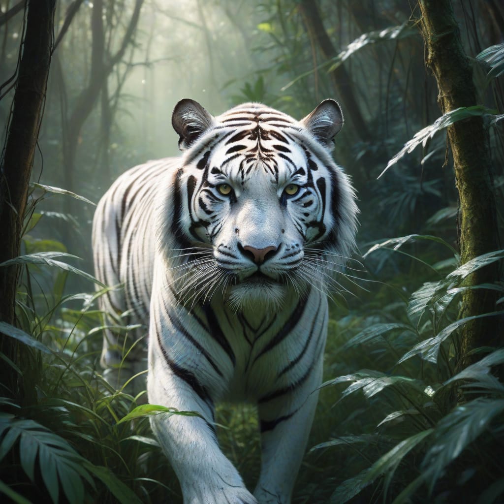 Stealthy Tiger in Ethereal Jungle Setting