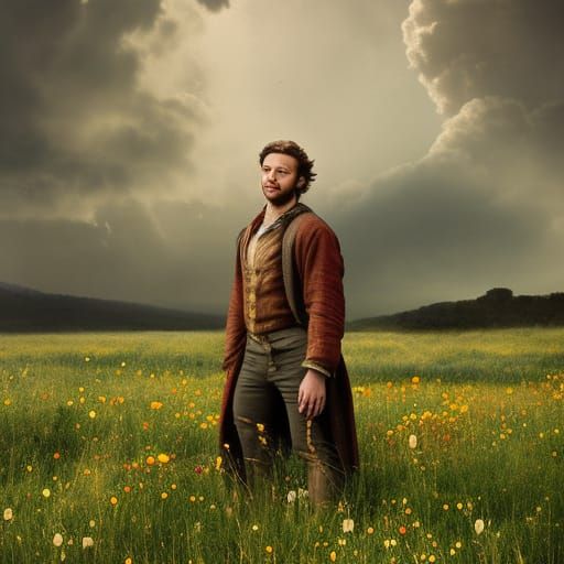 Young Englishman in Wildflower Meadow Portrait