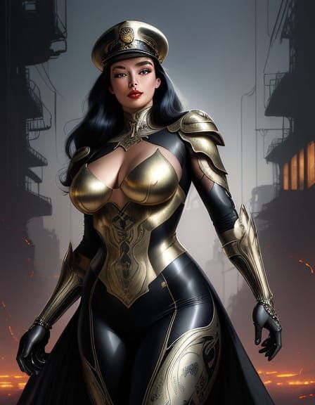 Cyberpunk Art Nouveau Goddess of War