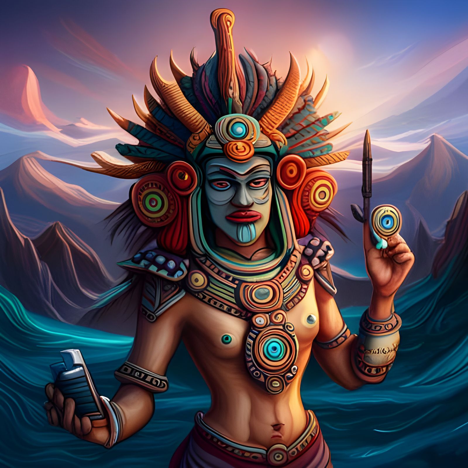 mayan deity takes selfie