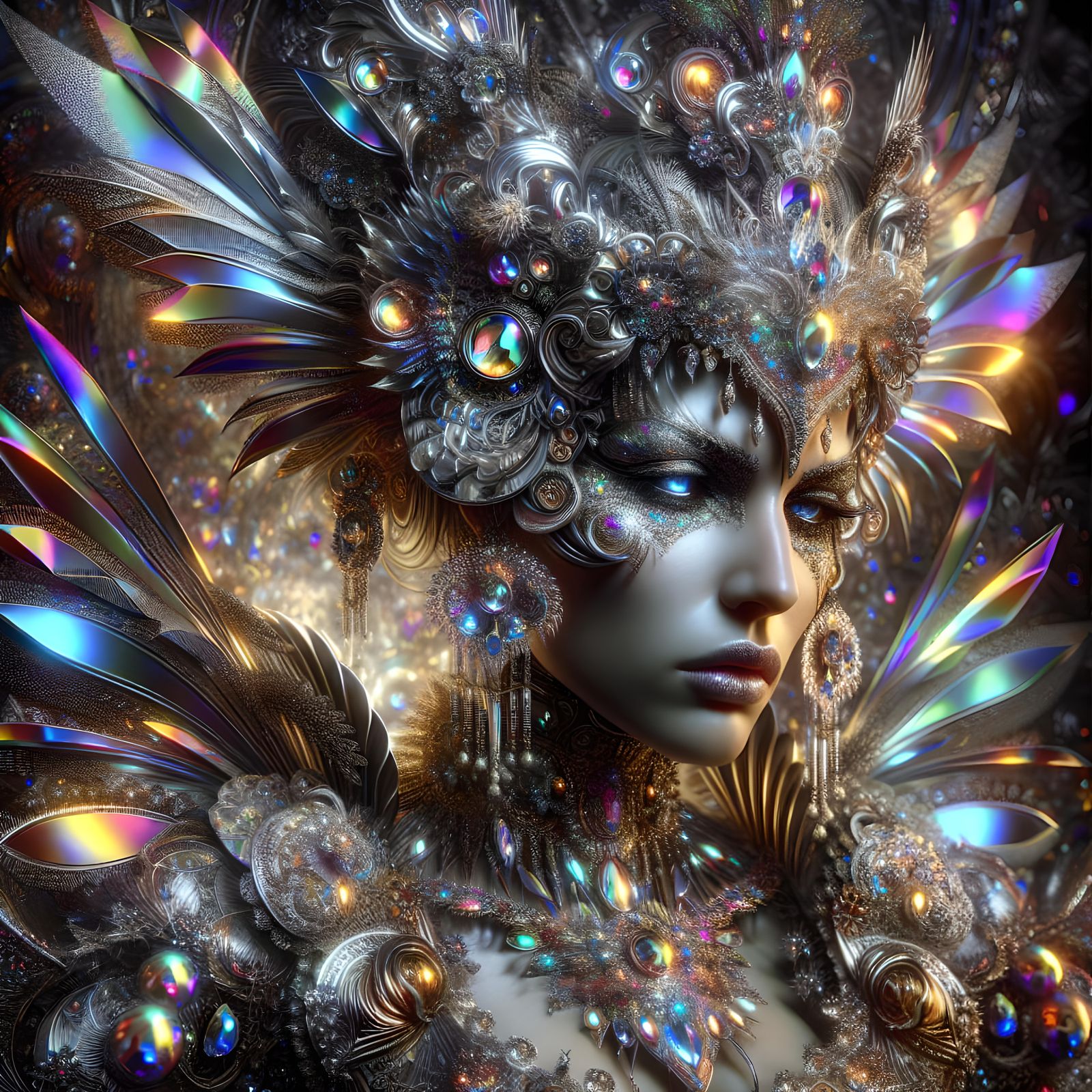 Warrior Princess in Radiant Crystal Glass Style