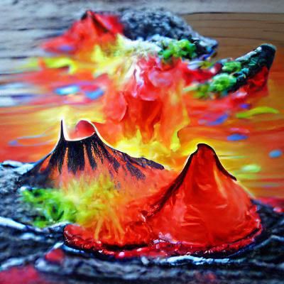 Colourful Acrylic Volcano Eruption Art