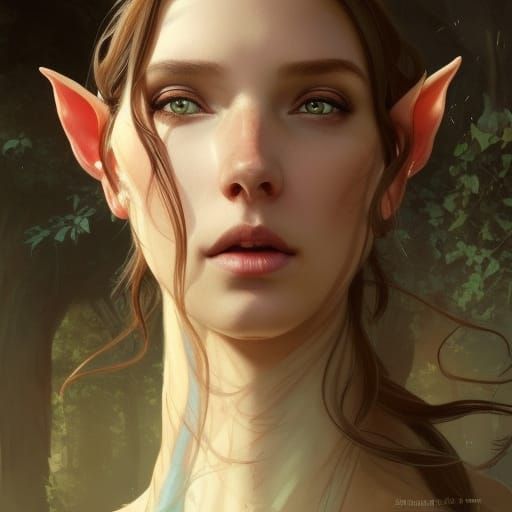 Beautiful Snake-like Elf Maiden Portrait