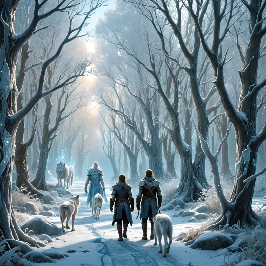 Crystal Forest of Icebound Elves: Fantasy Concept Art