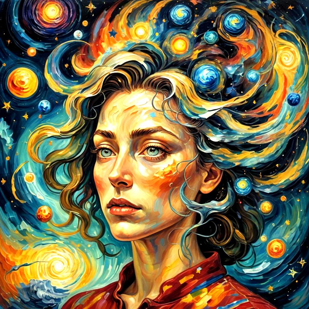 Surreal Cosmic Portrait in Dali Style