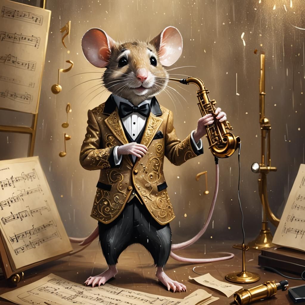 Mouse Saxophonist in Oil Painting Style