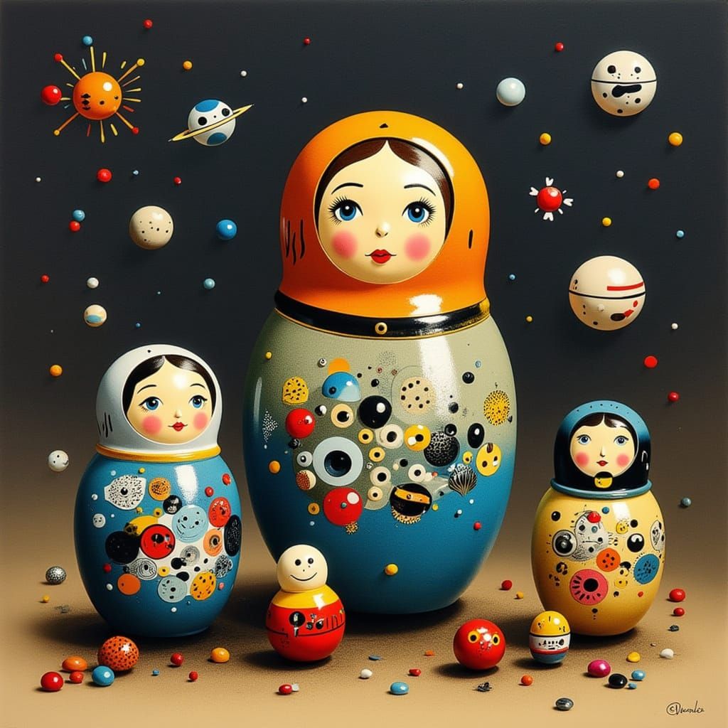 Spaceballs Matryoshka Dolls in Unique Aqua Miro Style