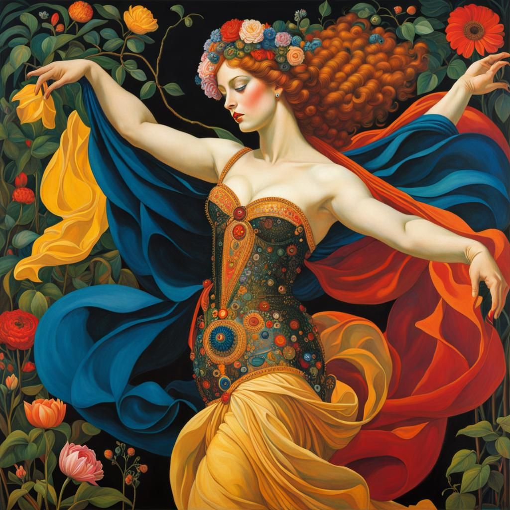 Luminous Dancer in Maximalist Style