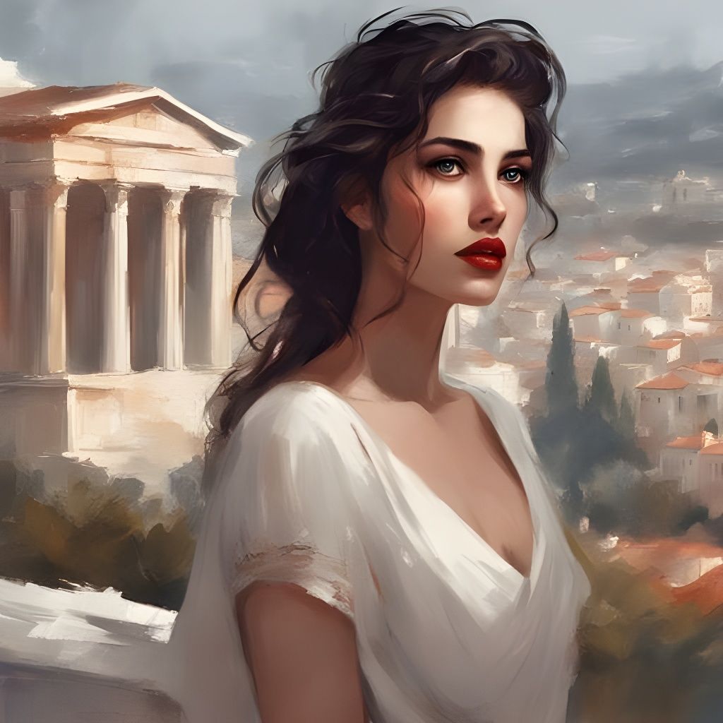 Modern Greek Girl in Athens: A Royo-Inspired Masterpiece