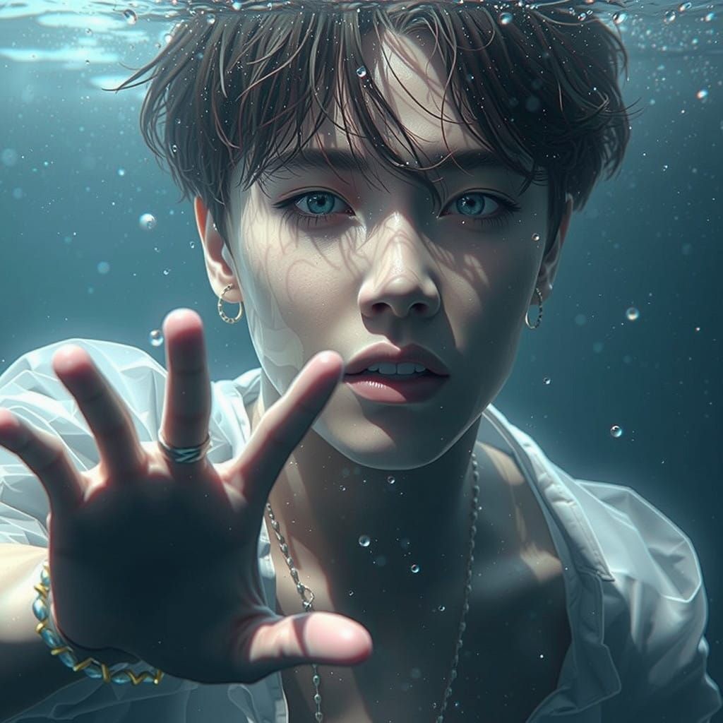 Delicate BTS J-Hope Figurine in Underwater Anime Scene