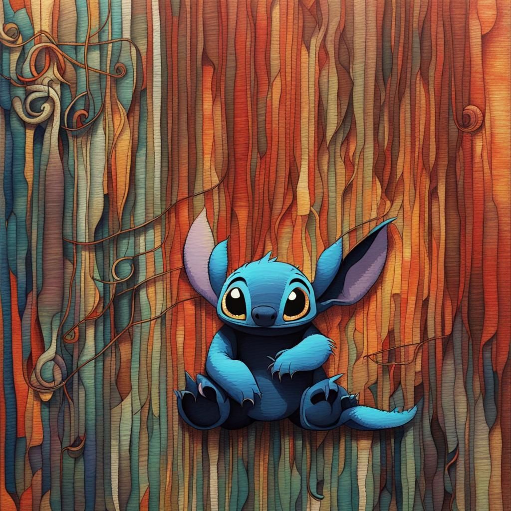 Stitch and Toothless: Abstract Art in Complementary Colors