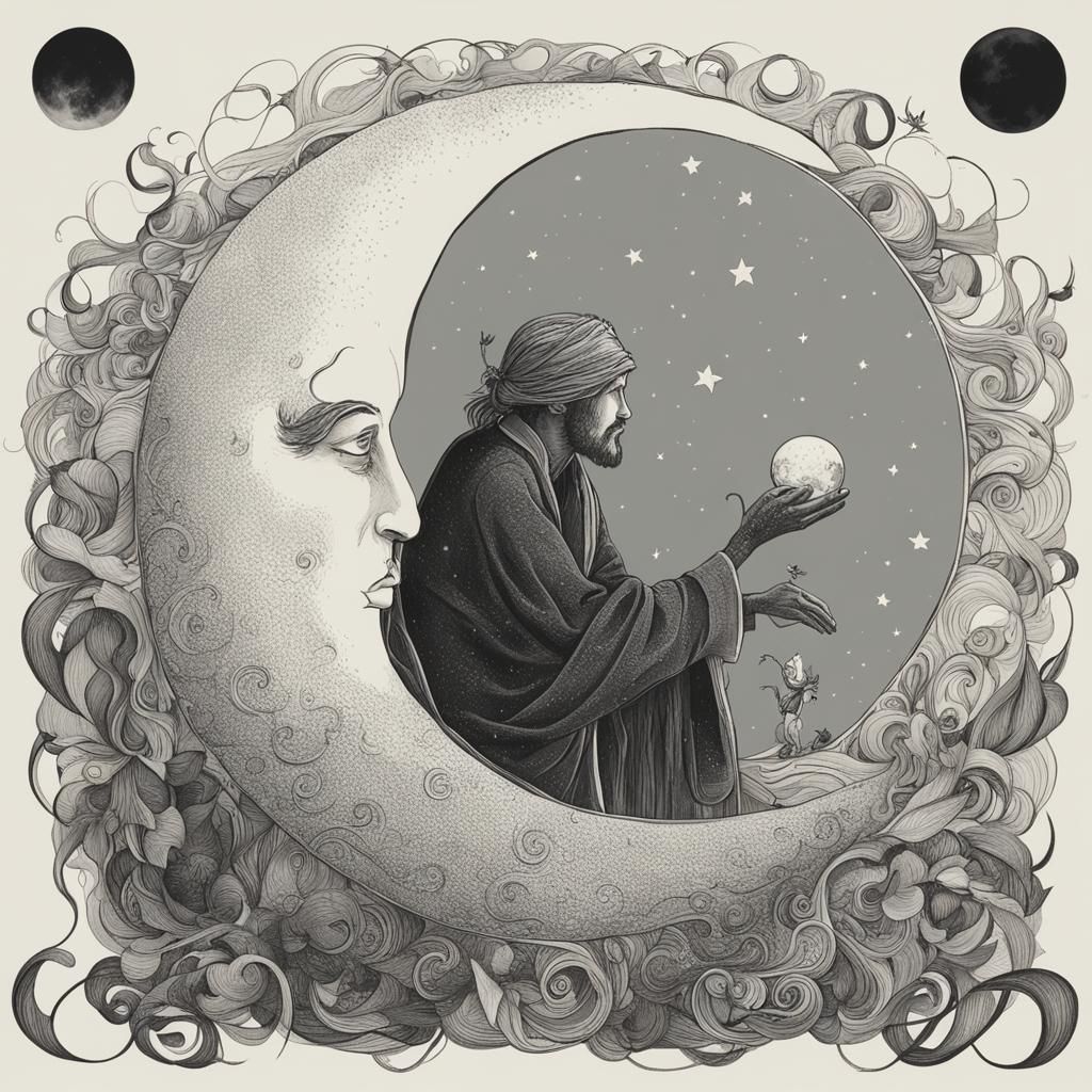 Poet Contemplates the Moon's Beauty