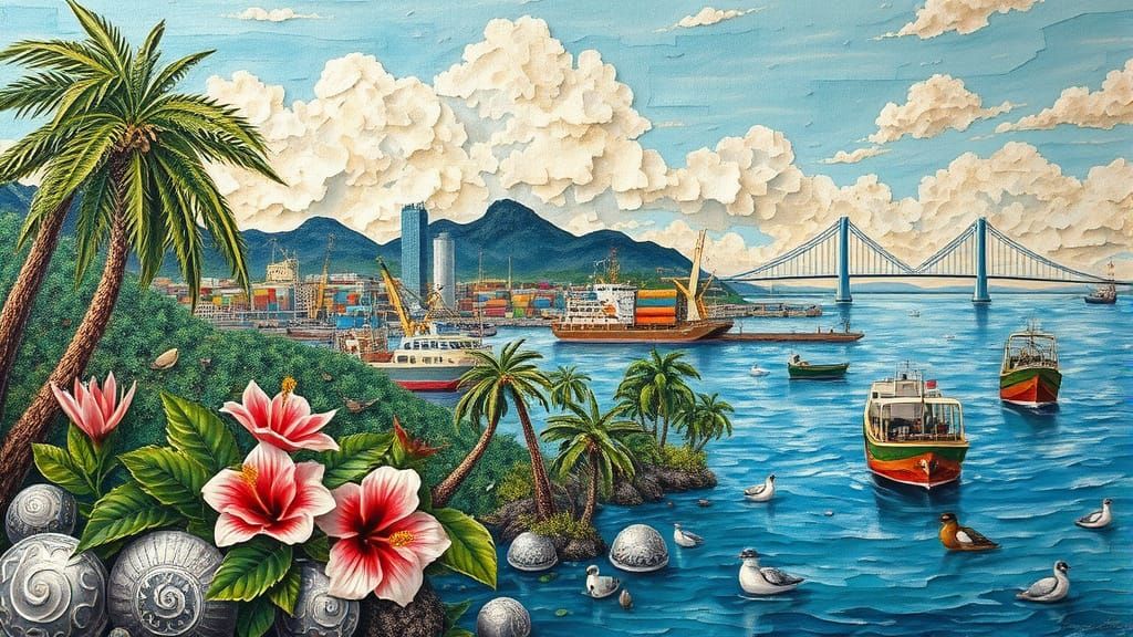 Surabaya Coastal Cityscape: Eco-Painting of Nature and Indus...