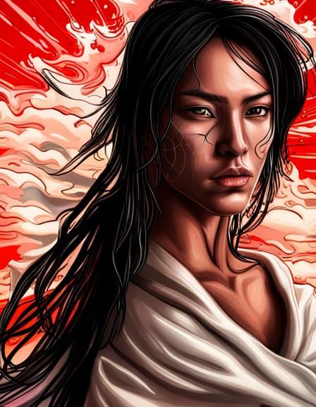 Hyperrealistic Samurai Woman with Detailed Japanese Backgrou...