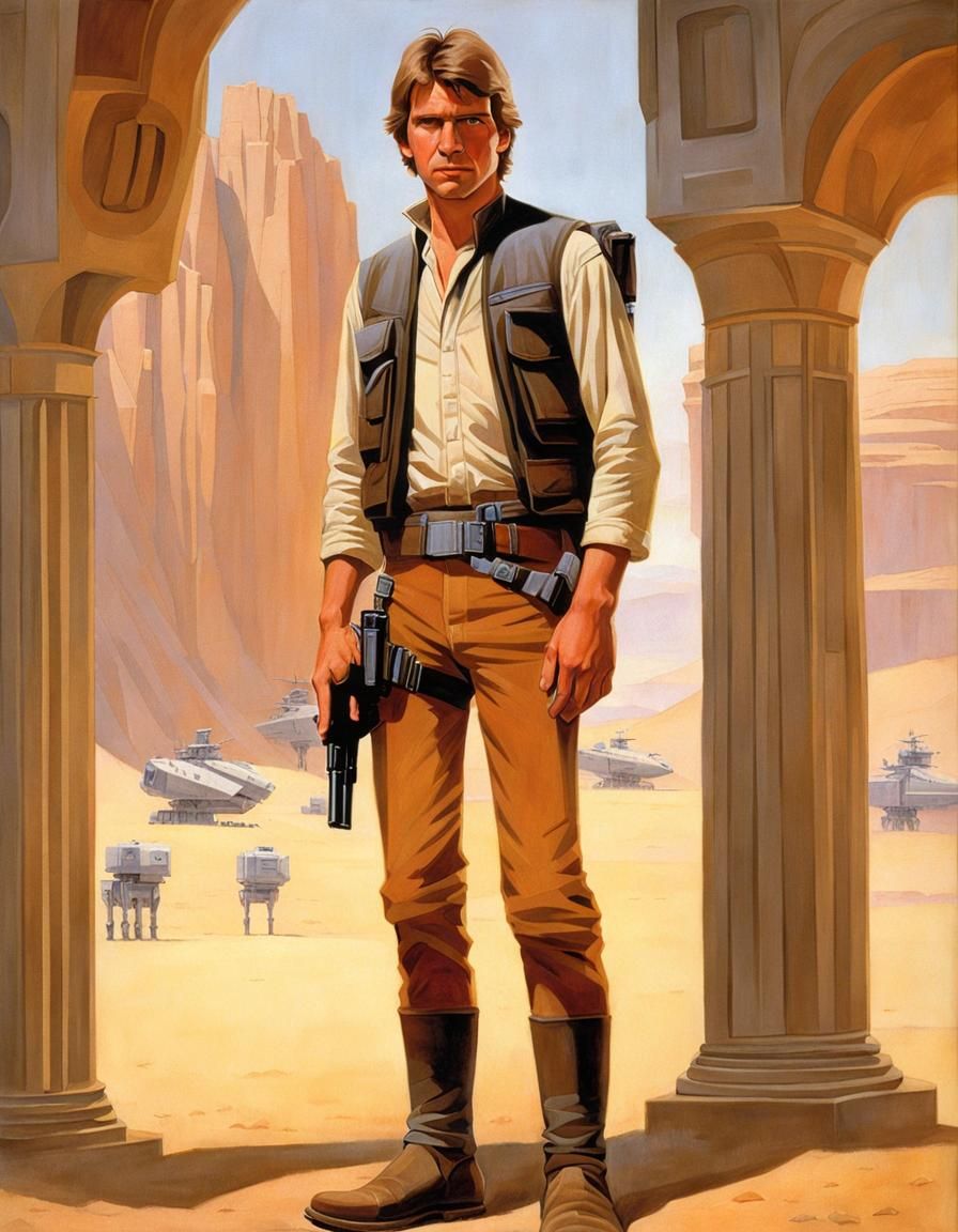 Harrison Ford Portrait in Ralph McQuarrie Style