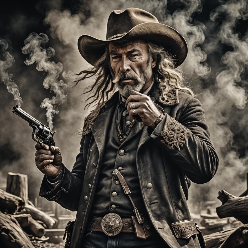 Hyperrealistic Buffalo Bill in the Wild West