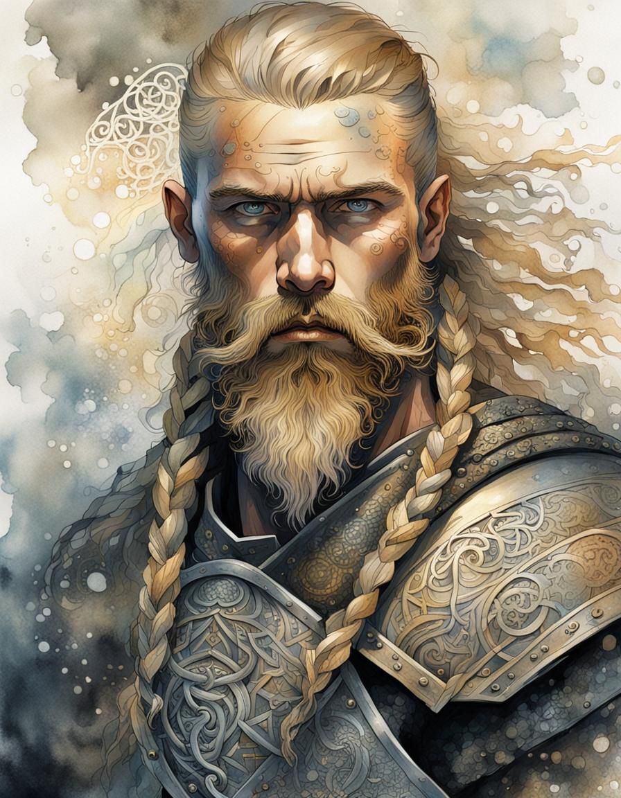 Mystical Viking Warrior with Piercing Gaze