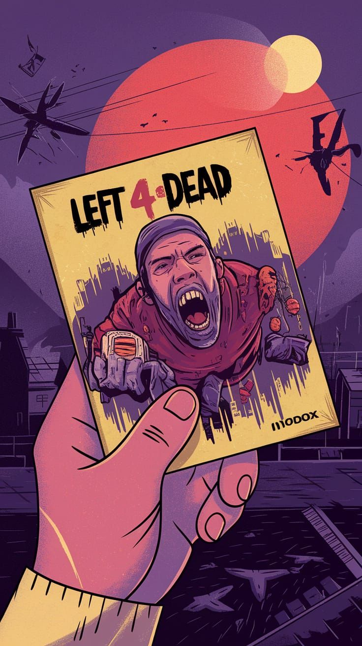 A Hand Holds a Faded Xbox Game Cover of Left 4 Dead 3 in a G...