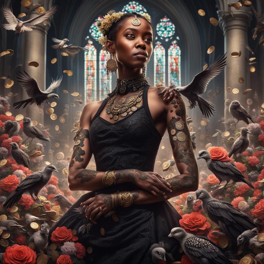 Furious Coin Fairy with Baby Vulture in Church