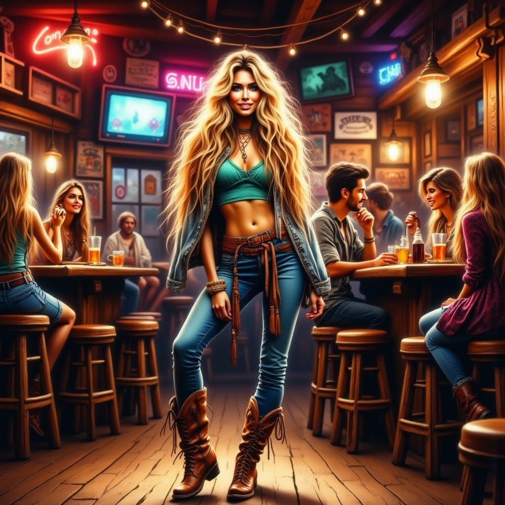 Beautiful Country Woman in Tight Jeans and Boots