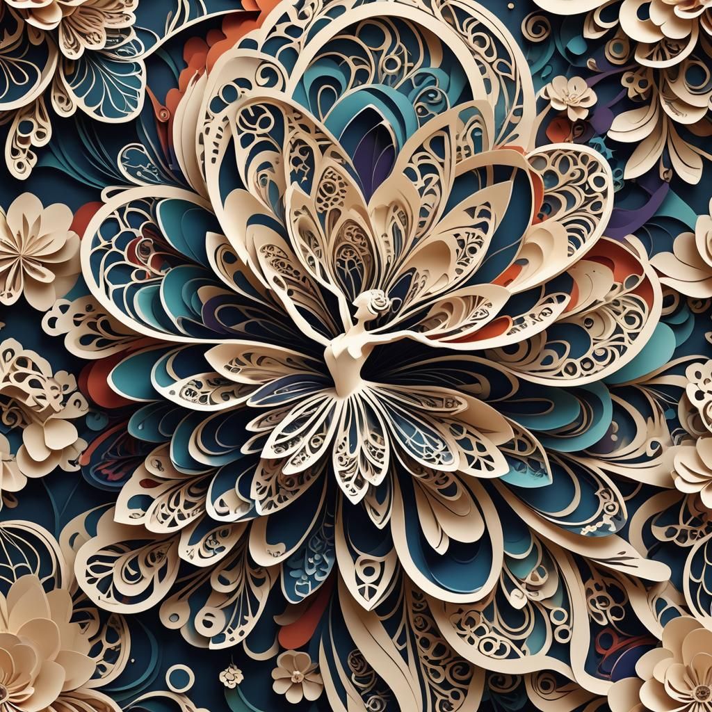 Kirigami Ballerina Flower with Deep Colors