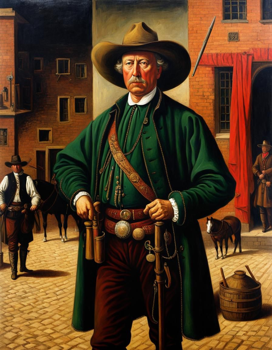 Old West Sheriff: Oil Painting in Van Eyck Style