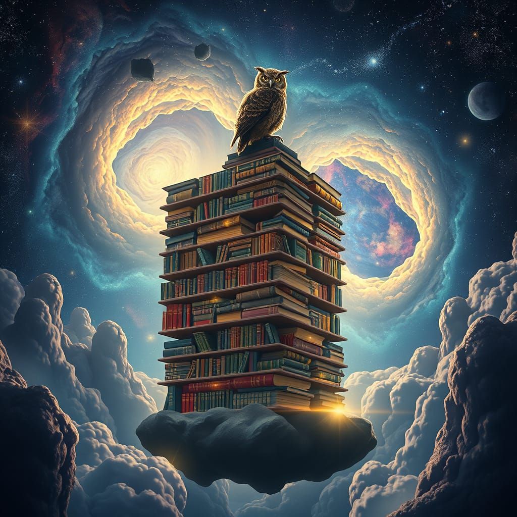 Celestial Library in Ethereal Light