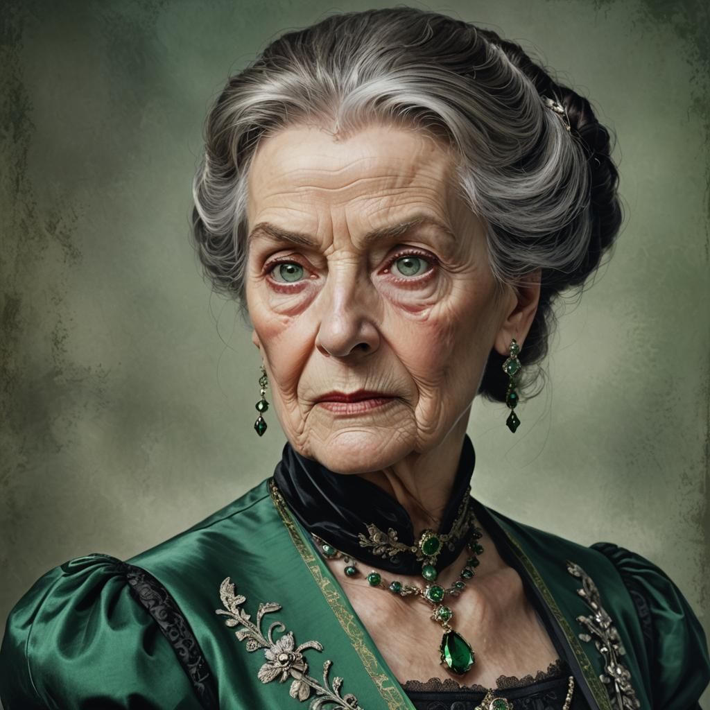 Elegant Elderly Woman Portrait in Art Deco Style