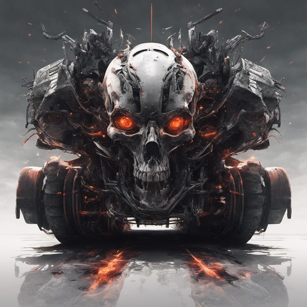 Futuristic Mecha Car with Skull Body Kit