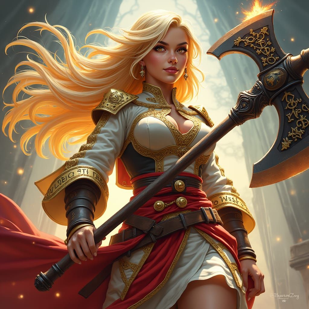 Fierce Strixhaven Student with Greataxe Illustration