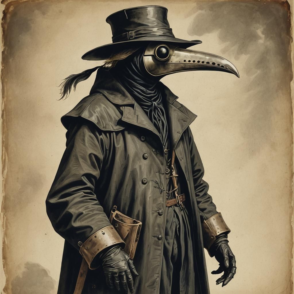 Eerie Plague Doctor in Traditional Costume