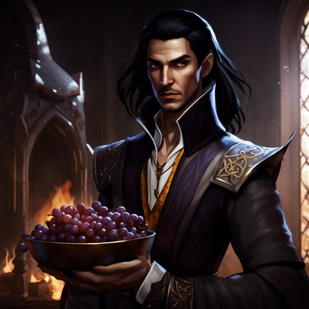 Tempting Dark Mage in Fantasy Fortress Portrait