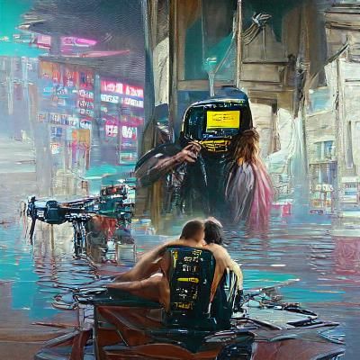 Cyberpunk 2077 in Oil Painting Style