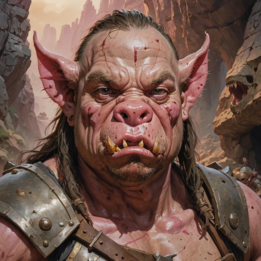 Grim Cave Warrior in Pink Hues