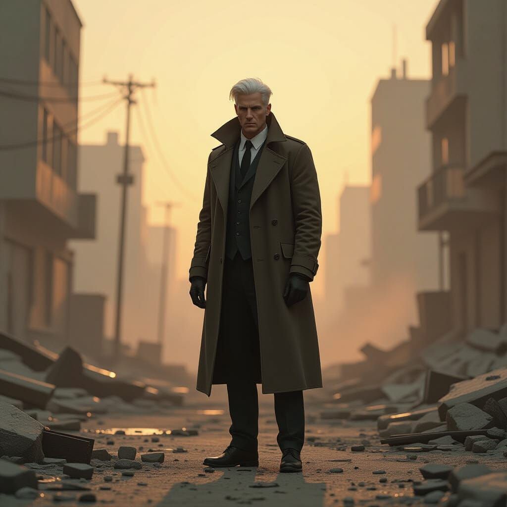 Post-Apocalyptic Man in Smoggy Wasteland