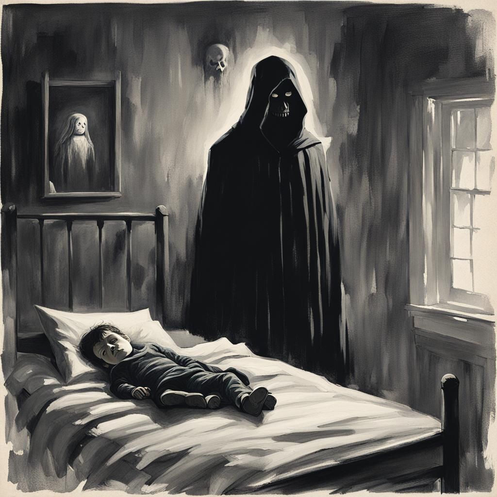 Sinister Ghost Watches Over Sleeping Child